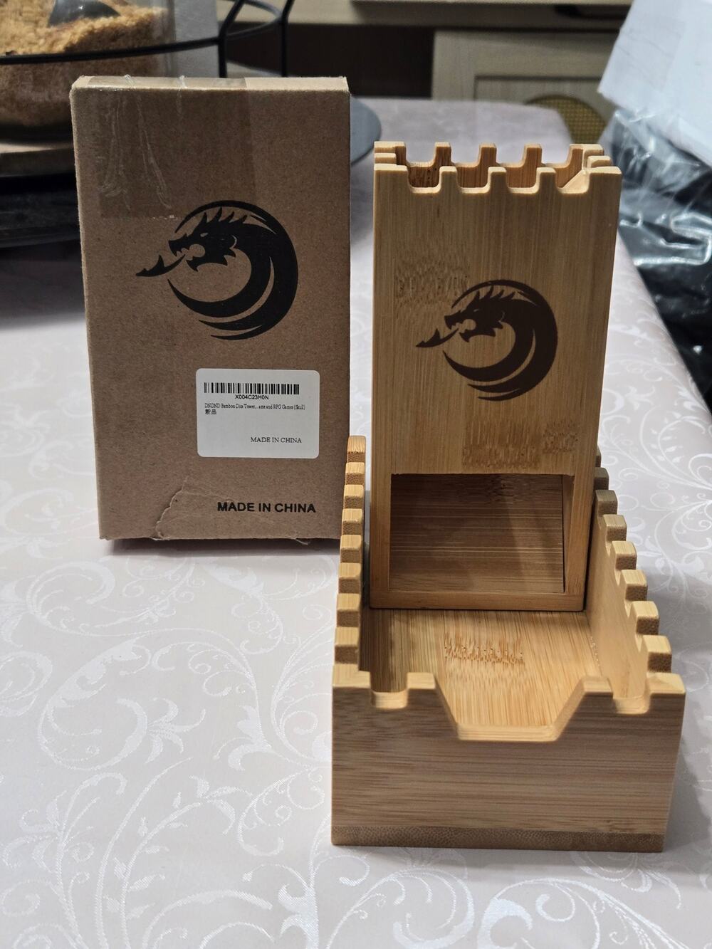 Bamboo Dice Tower & Dice Tray Set Magnetic RPG D&D Tabletop Game New Open Box